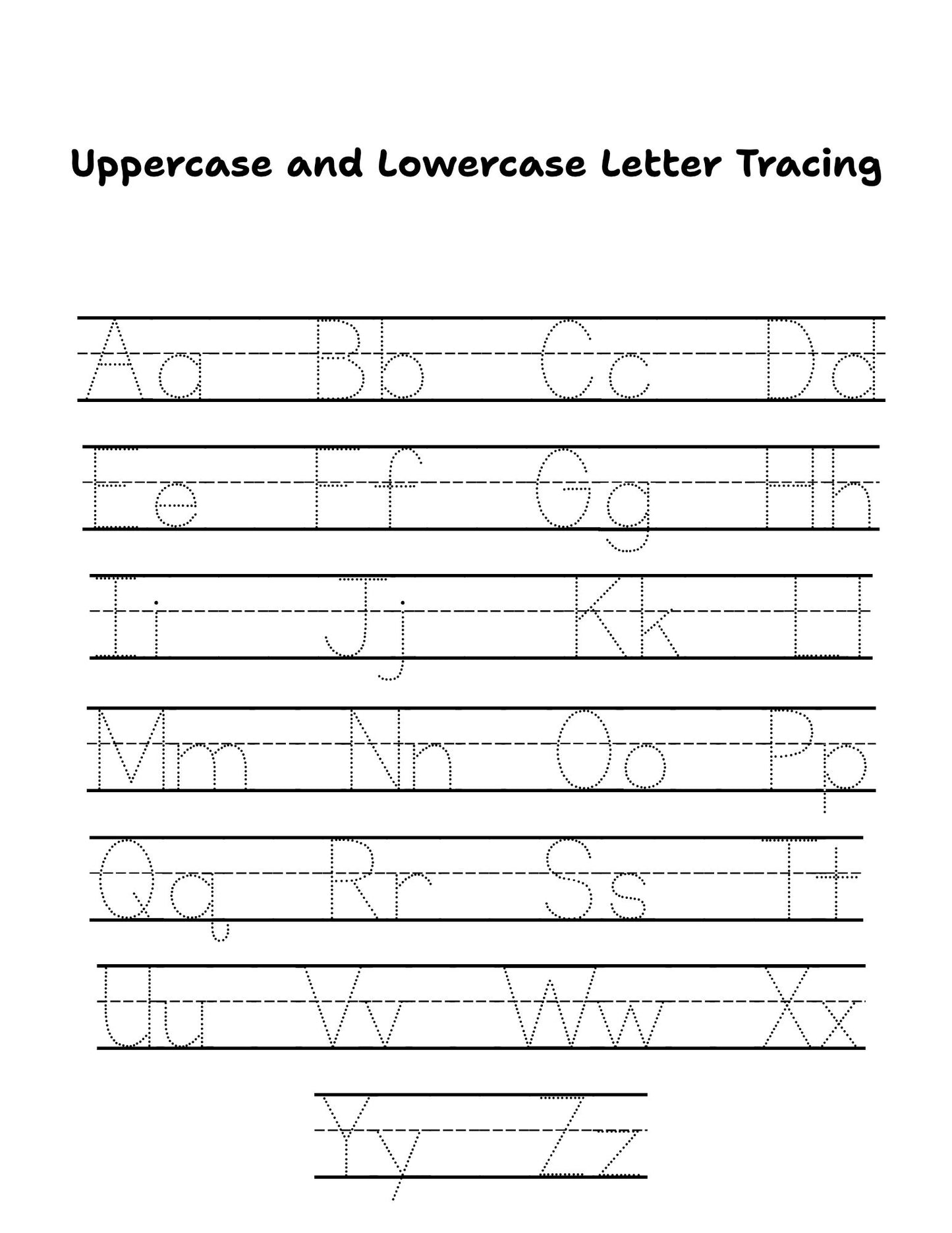 Uppercase and Lowercase Letter Tracing